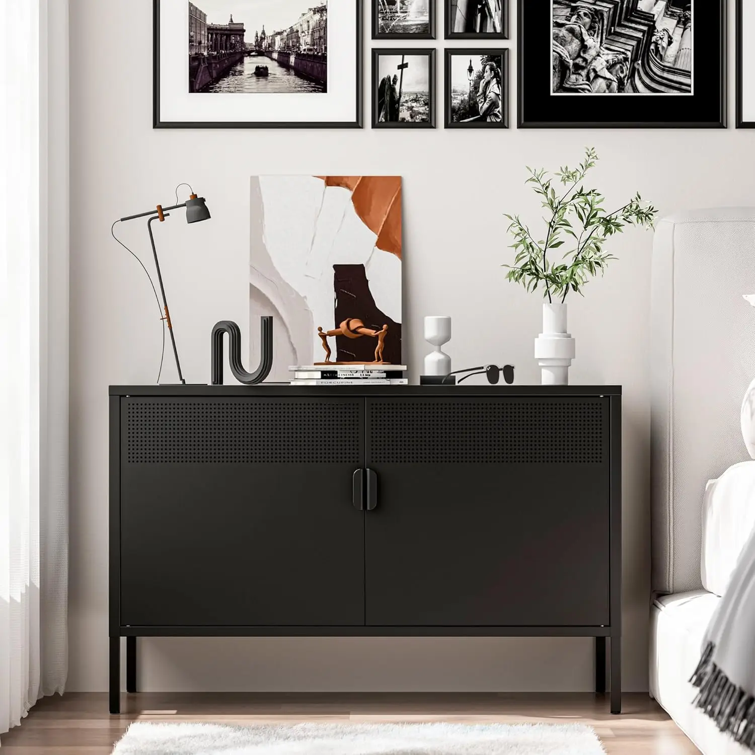 

2 Door Metal Storage Cabinet Adjustable Shelf Multipurpose Office Home Studio 25in H, Customized