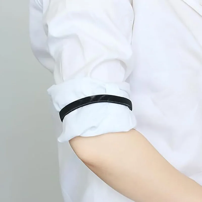 2 Pair Anti-Slip Shirt Sleeve Holders Sleeve Garters Elastic Adjustable Metal Wristbands for Shirt Sleeve Clothing Accessories