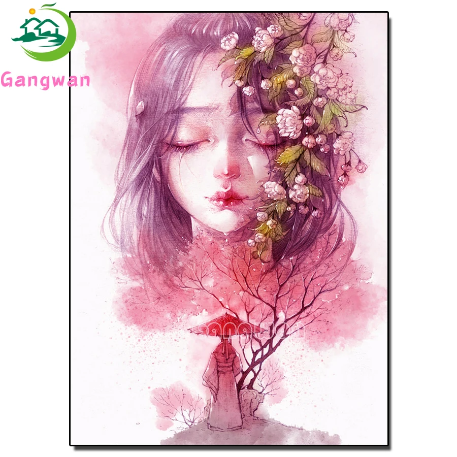 Full Round Diamond Embroidery, Crying Girl, Diamond Painting, Miss, 5D Square by Hand, 3D Picture Rhinestones, Valentine's Day G