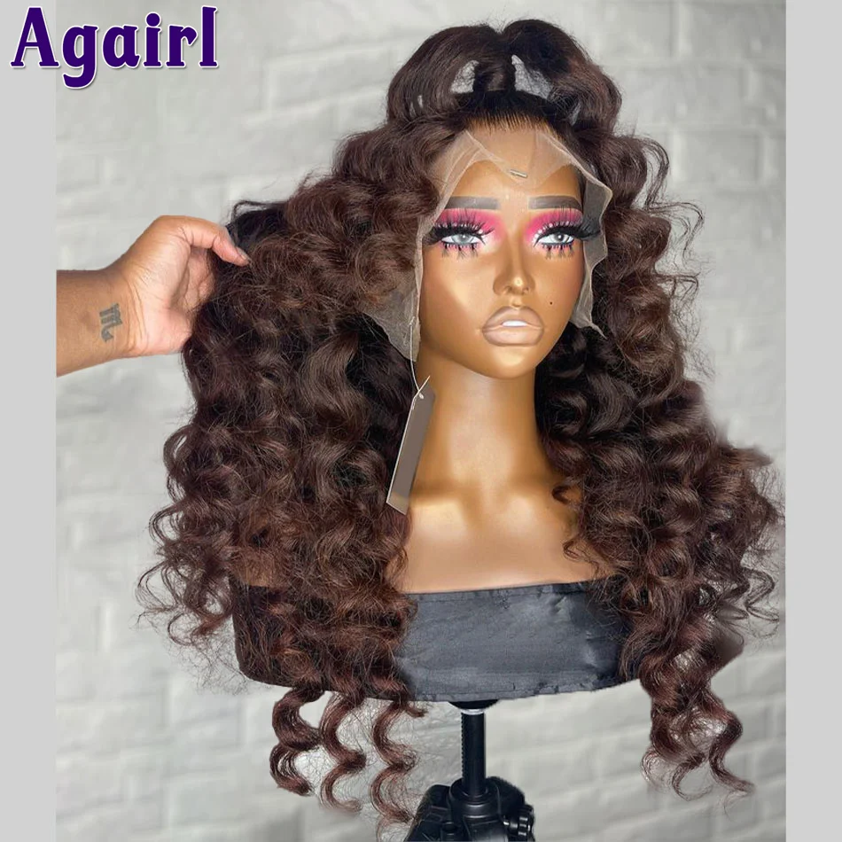 

13x6 Dark Brown Loose Deep Wave Lace Front Wig Ready Go 6x4 Lace Closure Wig 13x4 Curly Lace Frontal Human Hair Wigs For Women