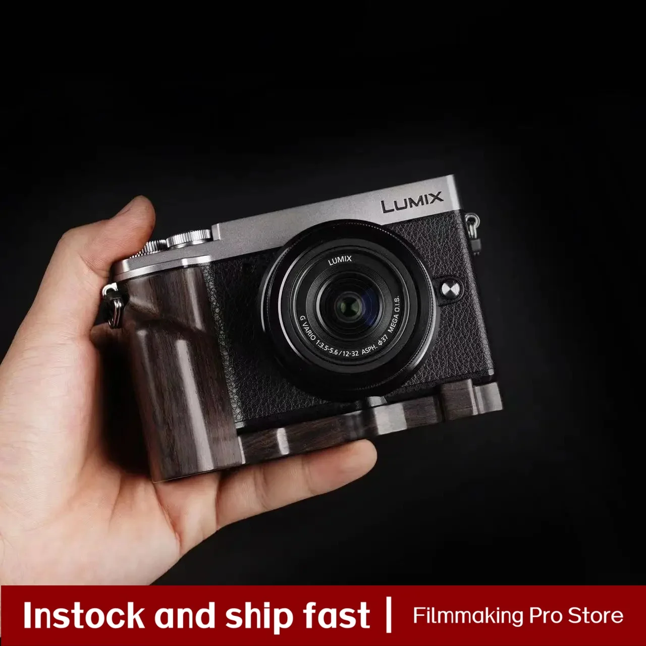 Camera cage Base Wood Hand Grip Holder, For Panasonic GX9 Camera , Solid Wood Red Sandalwood Handle Base Ebony Rosewood Grip