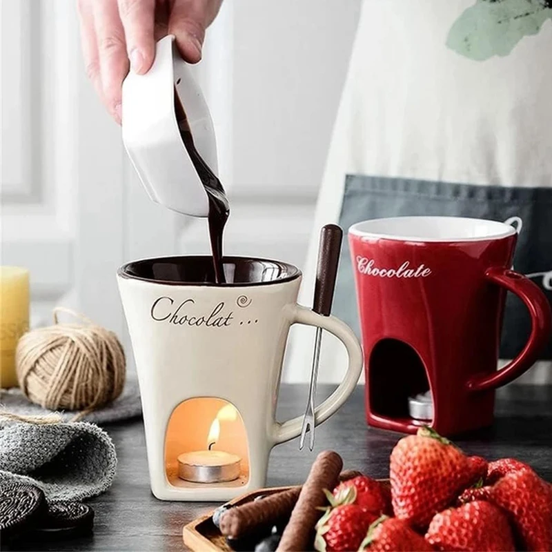 مجموعة أكواب ABRE-Fondue مجموعة صنع كريمة الحليب والجبن والشوكولاتة وكوب الخبز المفرد