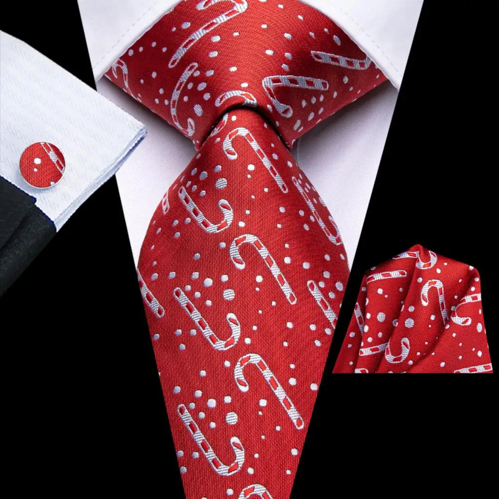 

Christmas Tie for Men 2023 New Red White Fashion Brand Wedding Party Necktie Set Handky Cufflink Gift Wholesale Hi-Tie Designer