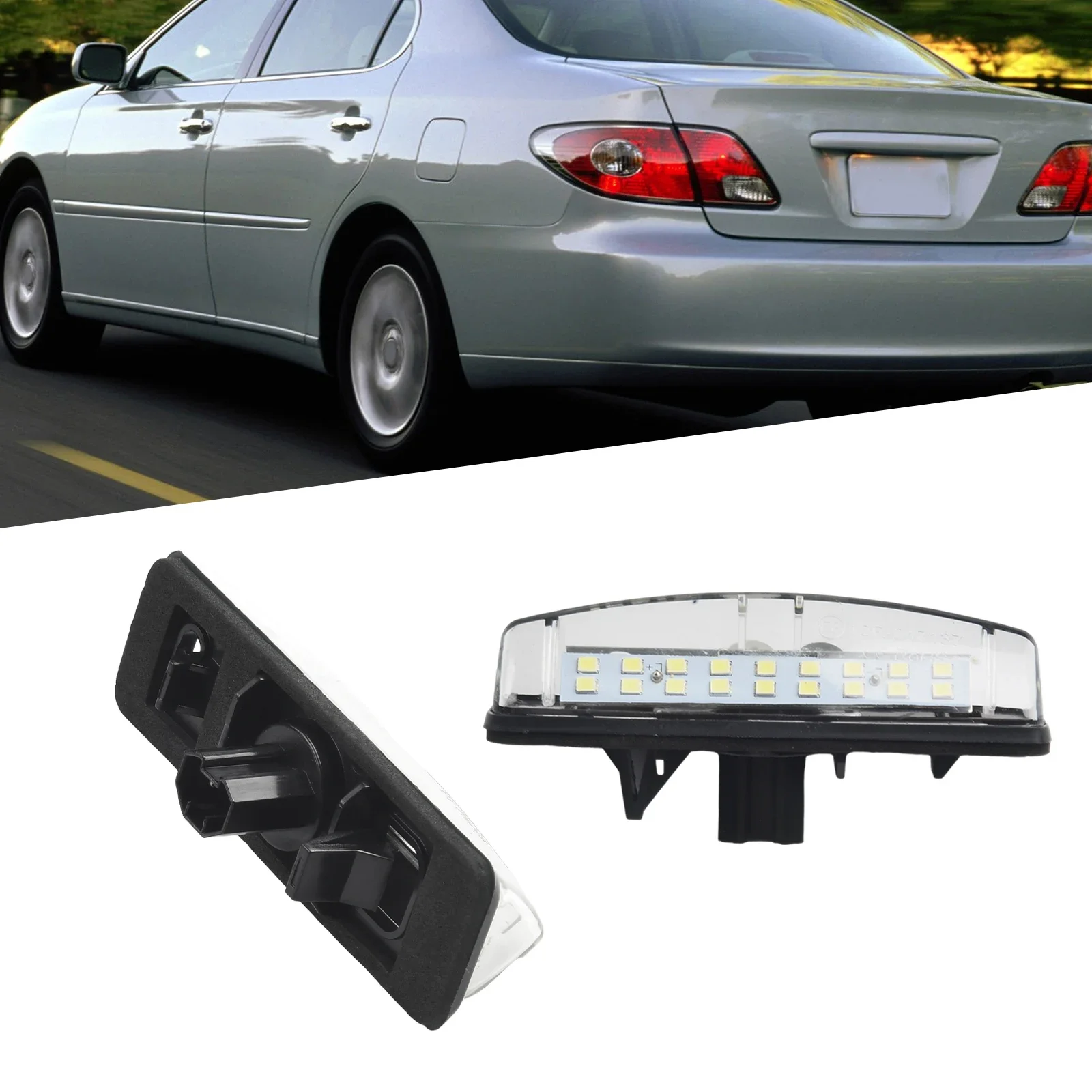 2X License LED Plate Light DC12V 5W For Toyota 2002-2011 White Light 8127130290 50000 Hours Anti-corro-sion Long Service Life