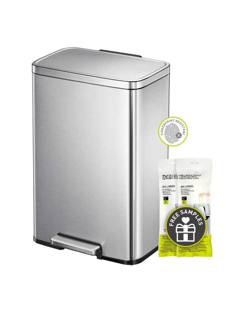 

Madison Brushed Stainless 50 Liter/13.2 Gallon Step Trash Can with Inner Liner - Fingerprint Resistant Finish