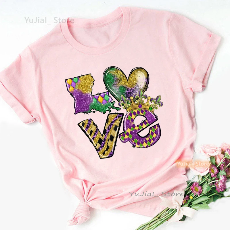 Cute Little Miss Mardi Gras Black Woman Print Pink T Shirt Girls Summer Fashion Short Sleeve Tshirt Female Love Leopard T-Shirt