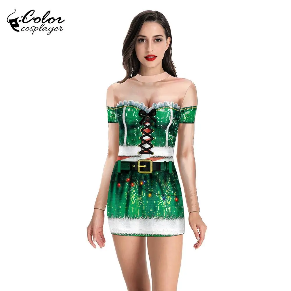 Kleur Cosplayer Kerstjurk Vrouwen Vakantie Cosplay Kostuum Kerst Meisje Jurk Fantasia Volwassen Kleding Sexy Feestjas