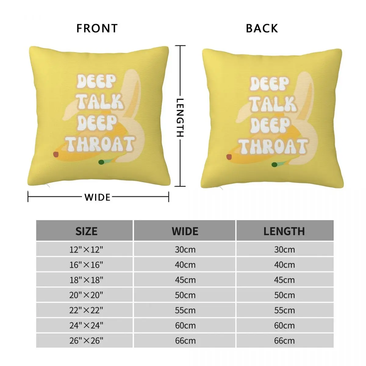 Deep Talk Deep Throat Banana Square Pillowcase Polyester Linen Velvet Printed Decorative Throw Pillow Sofa Seater Cushion Case