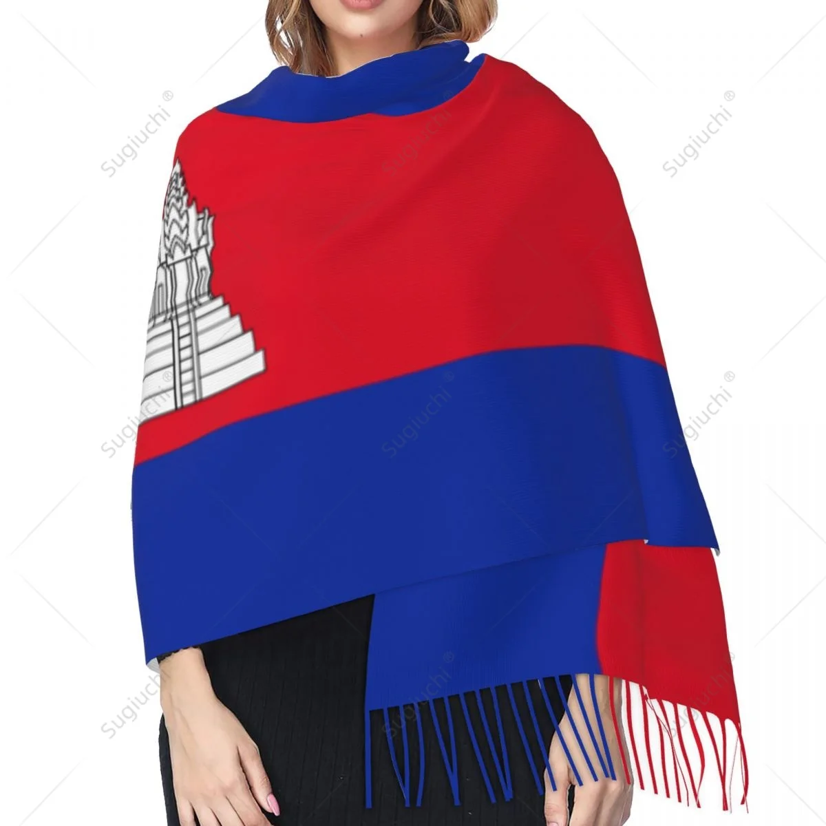 Cambodge Feel Pashmina Écharpe Chaude, Châle Rond Hijab, Multifonction, Unisexe, Printemps, Hiver