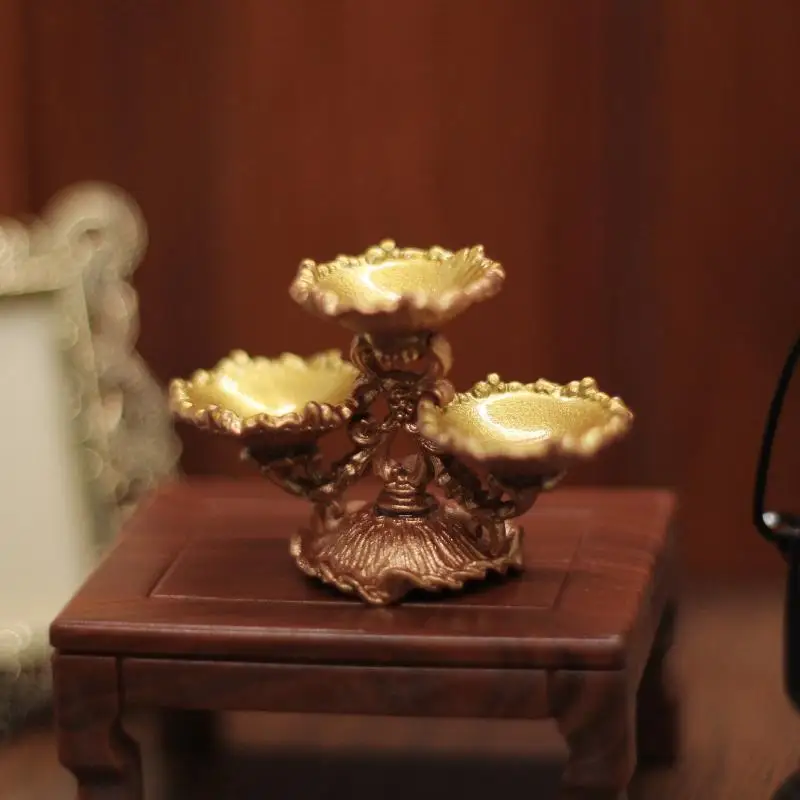 

1/12 Dollhouse Retro Luxury Fruit Plate Model Doll Home Dessert Plate Living Room Decoration Toy Micro Scene Ornament