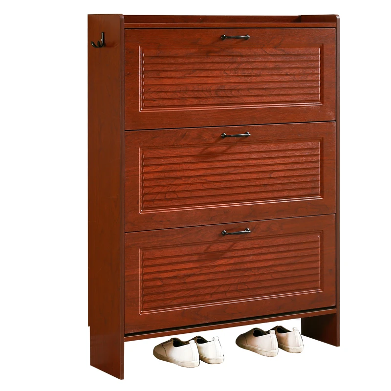 

New Chinese style ultra-thin home entrance 2023 popular flip bucket foyer cabinet solid wood color shoe rack