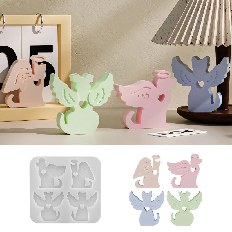 

Diy ангел эпоксидная форма настольное украшение дома орнамент гипсовая силиконовая форма