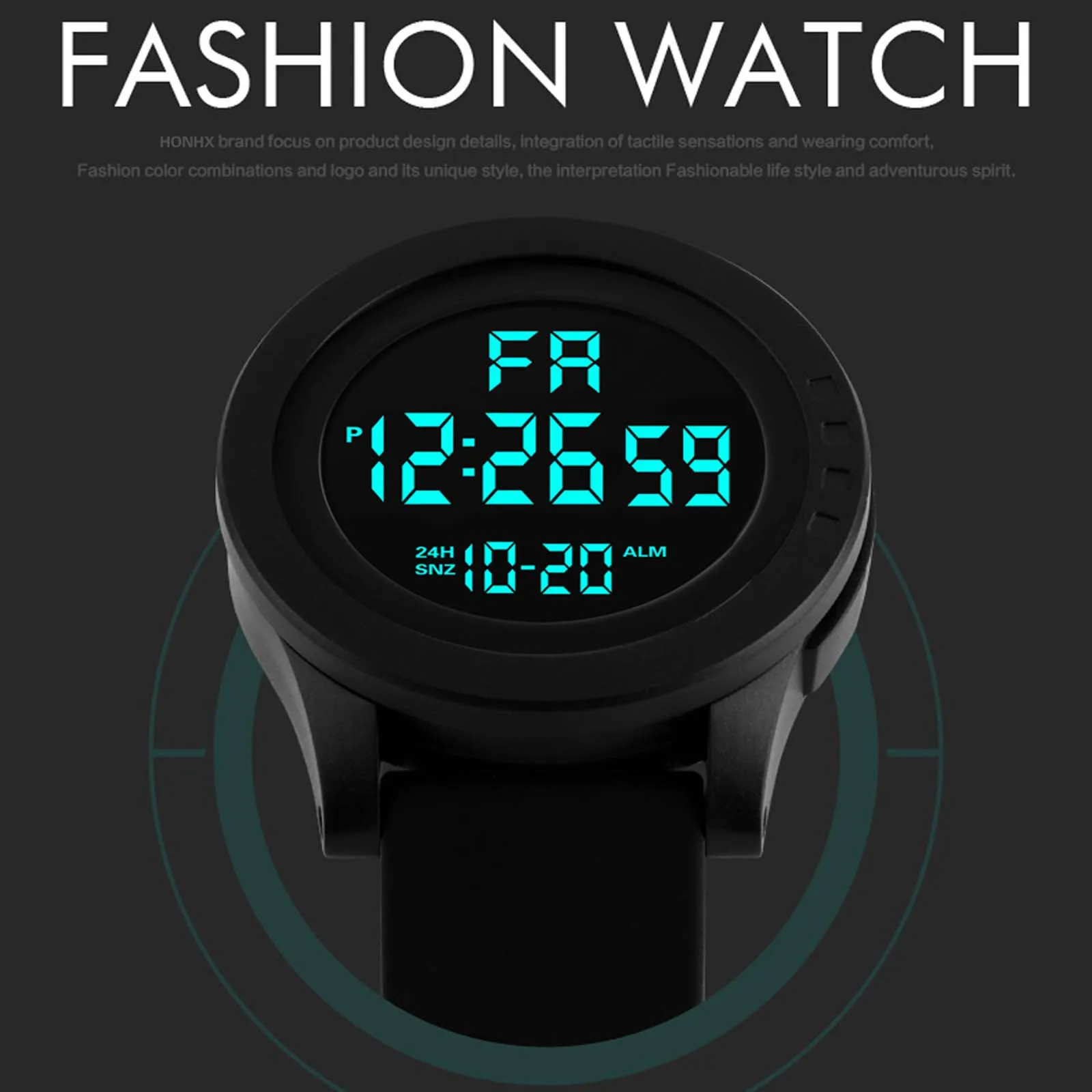 Mens LED Digital Display Watch Date Sport Women Outdoor Electronic Watch