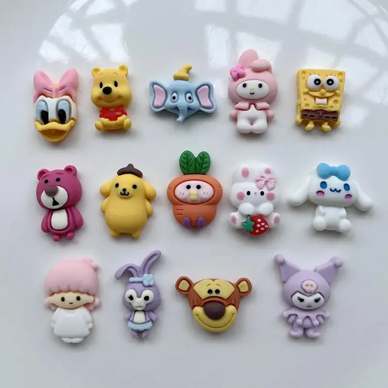 10 mixed Cute Cartoon Bear /White Rabbit/ flying elephant Resin Statue crafts flat back Cabochon jewelry making hair accessories