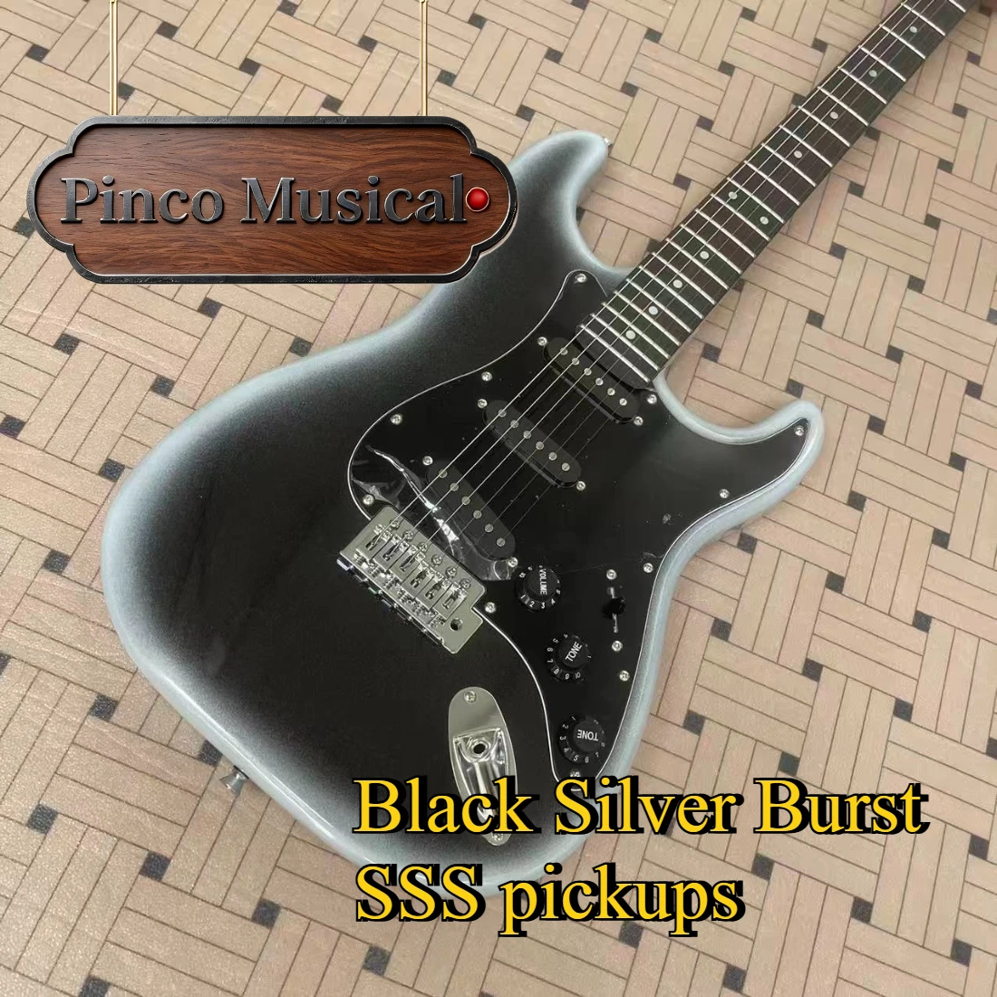 Black Silver Burst STW Sss Pickups Electric Guitar Single Shake Microphone Blues Solo Recording Guitar