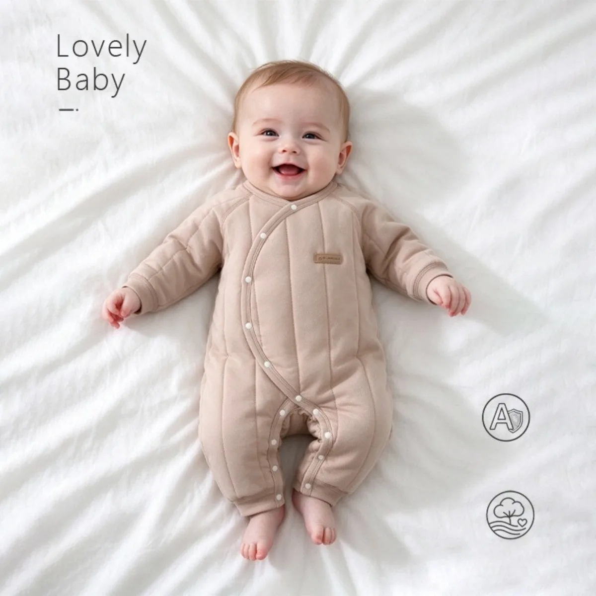 Side Snaps Baby Romper Long Sleeve Quilted Onesie Thermal Soft Infant Toddler Clothes for Boys Girls 6-18 Months Autumn Winter