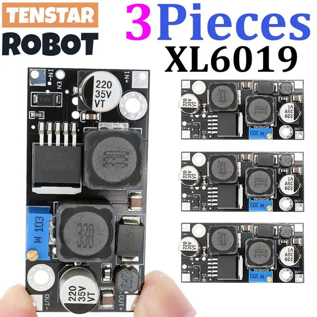 TENSTAR 3 szt. XL6019 (Ulepszenie XL6009) 20W 5-32V do 1.3-35V Automatyczny Moduł Zasilania DC Regulowany Step-Up Step-Down