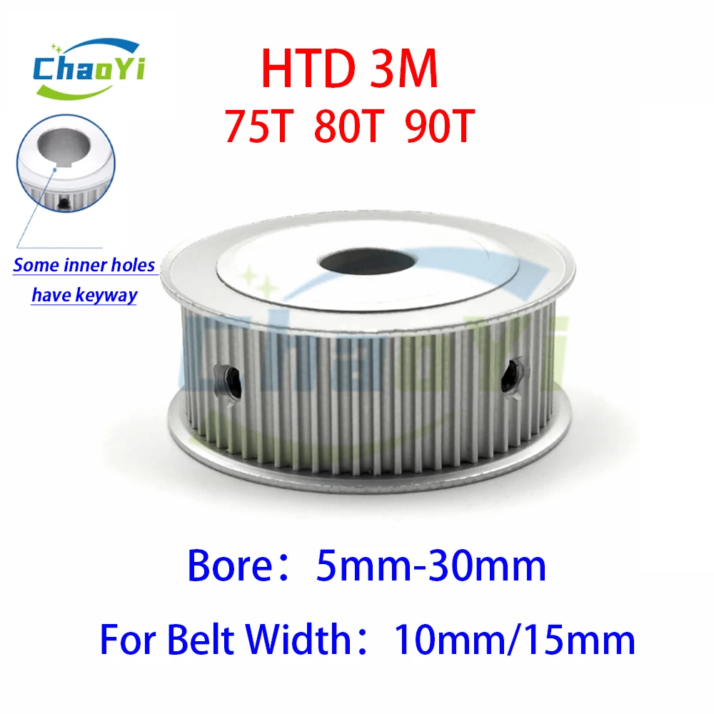HTD 3M 75 80 90 Teeth Timing Pulley Bore 5mm-25mm For Belt Width 10/15mm HTD 3M Synchronous Wheel 90T CNC Gears With Keyway 80T