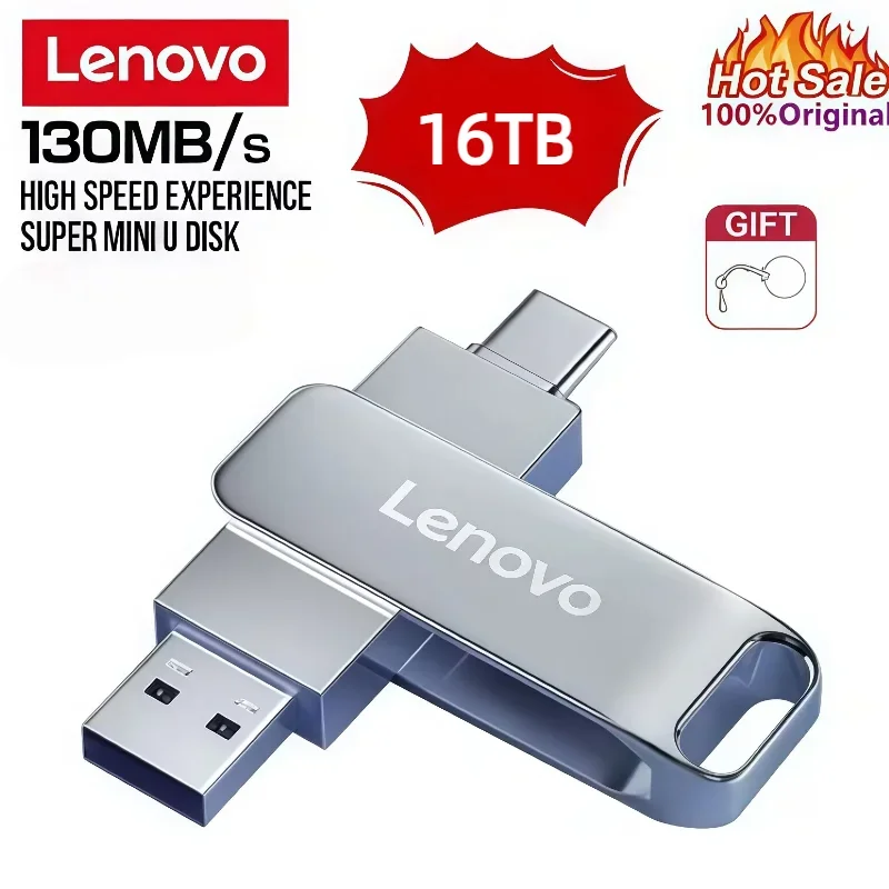 

Lenovo 16TB USB 3.2 Flash Drives U Disk 2TB High Speed Metal Pendrive WaterProof Type-C Memoria USB Stick USB Drives 4TB 2TB 1TB