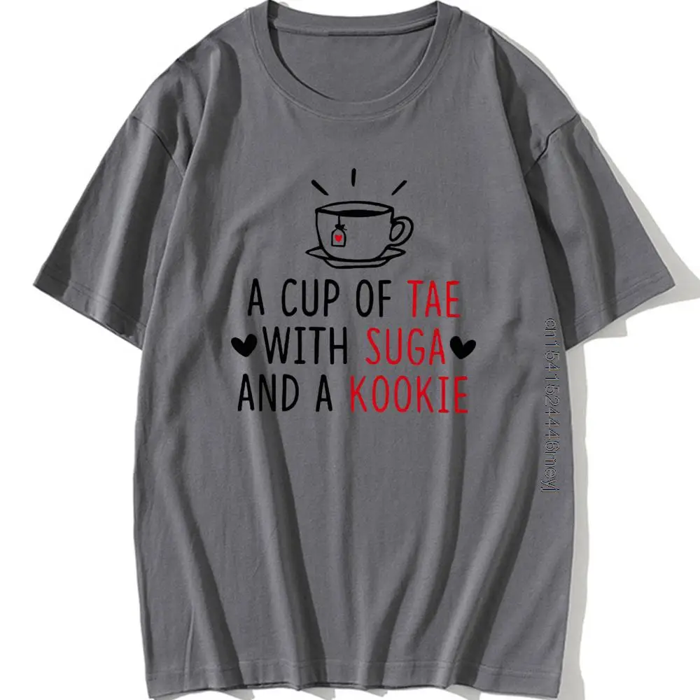 Harajuku Kpop Tshirt A Cup of Tae with Suga and Kookie T-shirt Sonyeondan K-Pop Art Korean Fashion Summer Men Clothes