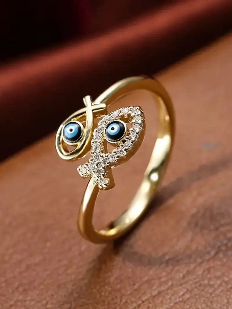 خاتم عين الشيطان S925 للنساء، طراز أوروبي وأمريكي، مرصع بالألماس، تصميم مجوف، قابل للتعديل، فاخر خفيف، ملمس راقي، هدية عيد ميلاد لصديقتك أو أفضل صديق، مجوهرات حفلات التاريخ، مجوهرات نسائية راقية
