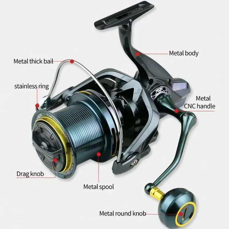 بكرة صيد معدنية عالية الجودة 10 + 1bb 30 كجم أقصى سحب 9000 10000 120000 بكرة صيد ركوب الأمواج 14000 بكرة تصيد للمياه المالحة #5