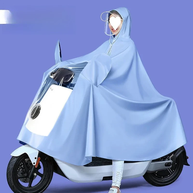 

HLHYX Thickened Extended Adult Electric Vehicle Motorcycle Raincoat Double Person Bicycle Rain Gear Battery Carriage Rain Suit