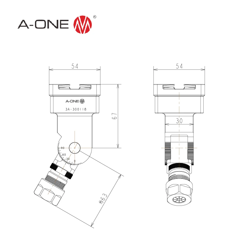 moulds factory grinder EDM machine tool System 3R interface angle rotating ER16 collet chuck holder