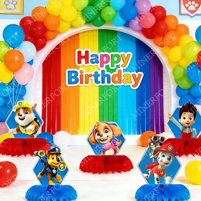 

Paw Patrol Themed Honeycomb New Paper Cartoon Dog Chase Desktop Decoration Double Side Kids Supplies Gifts for Birthday Party