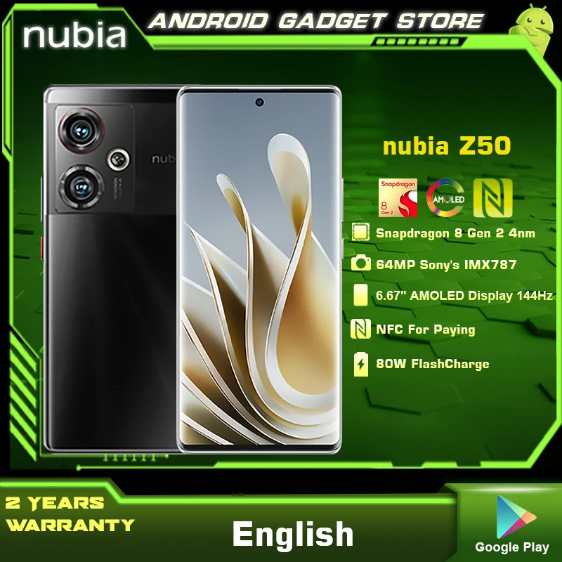 Neue Nubia Z50 5G Handy Snapdragon 8Gen2 6.67 ''AMOLED 5000mAh Batterie 80W Super Ladegerät 50MP kamera NFC Smartphone