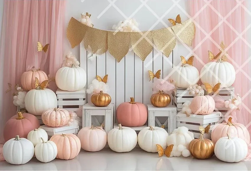 Мехофонд фон для фотосъемки тыква осень бабочка цветочный детский день рождения торт Smash портретный декор фон для фотостудии