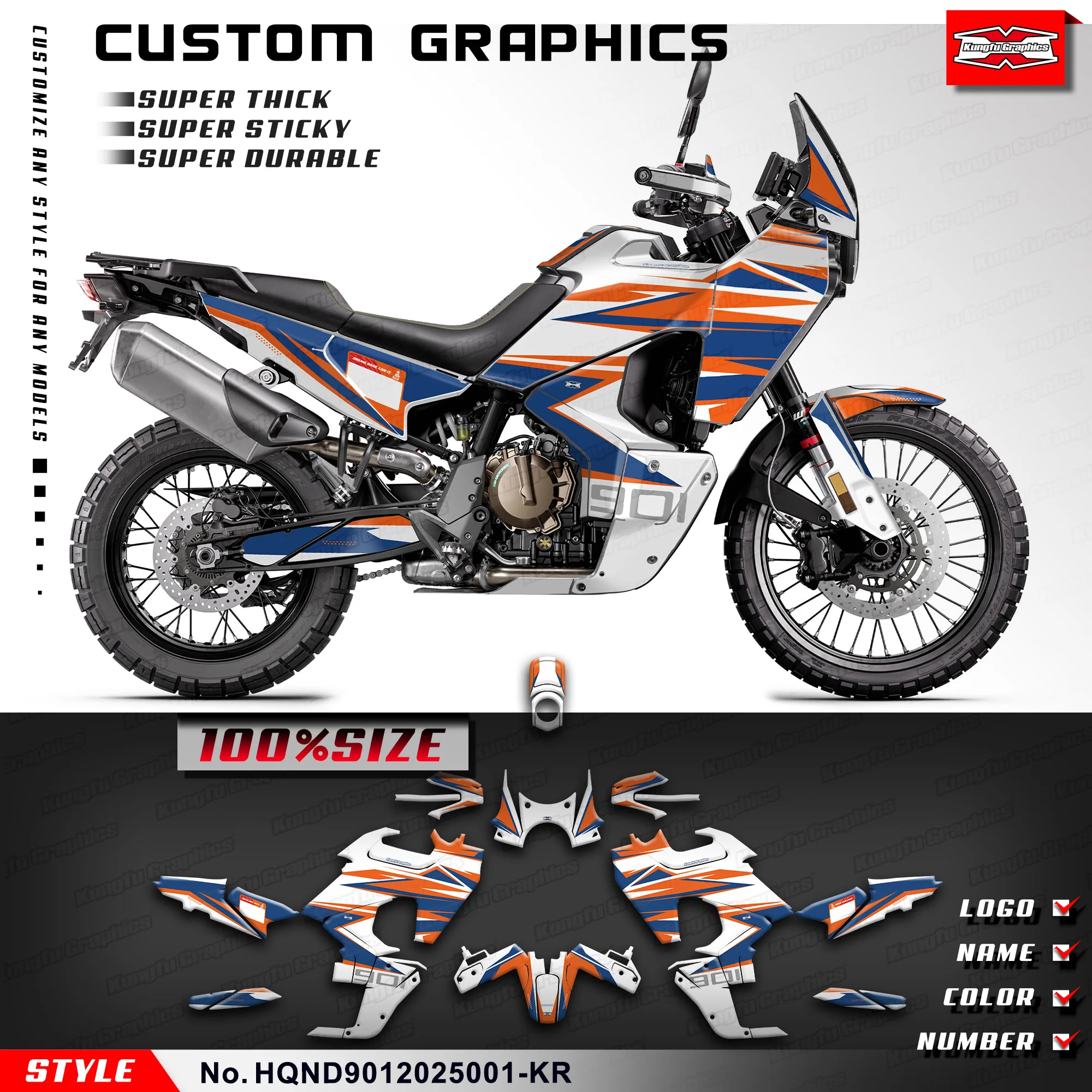 KUNGFU GRAPHCS Custom Sticker Vinyl Wrap Kit for HUSQVARNA NORDEN 901 NORDEN901 2020 2021 2022 2023 24 25 26, HQND9012025001-KR