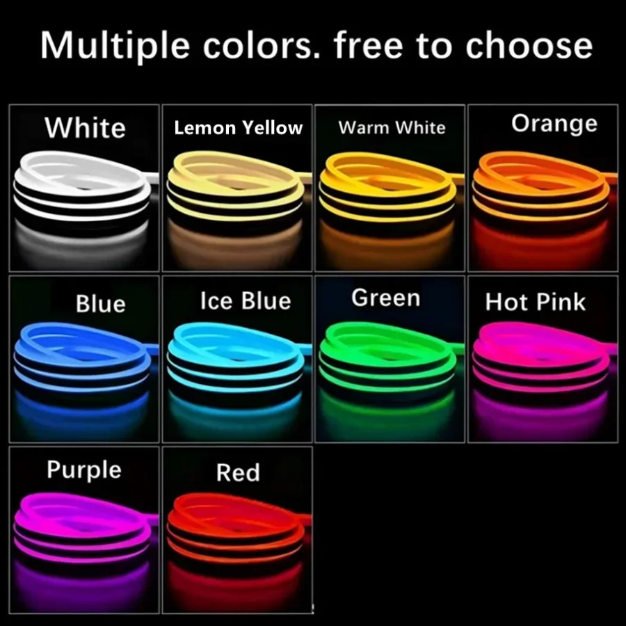 Wire/DC Plug 12V LED Neon Light Strip Dimmable Waterproof Flexible Silicone Lamp Wall Lamp for DIY Home Esports Room Decoration