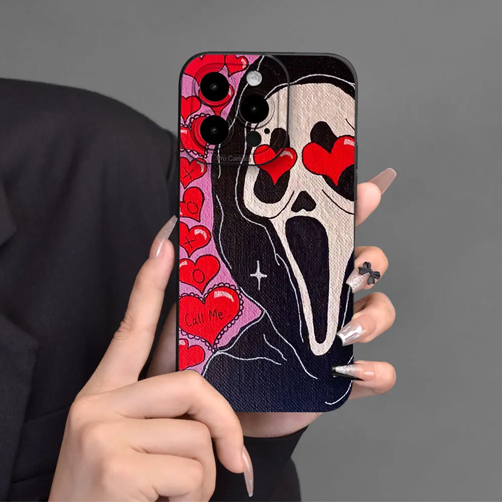 Halloween Skull Call Me OXOX Spooky Face iPhone 15 14 13 12 11 Pro Max 14 Plus iPhone 13 12 Mini Case iPhone XS Max XR 7 Plus