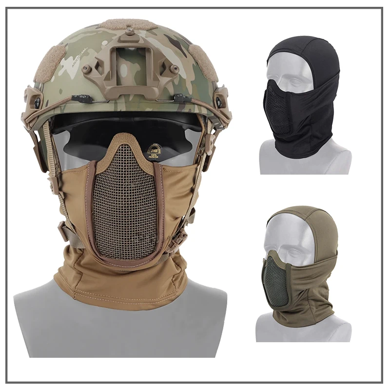 Military Tactics Baraklava Mesh Mask Airsoft Colorful Bullet Full Face Protective Hood Steel Metal Mask Foldable Design