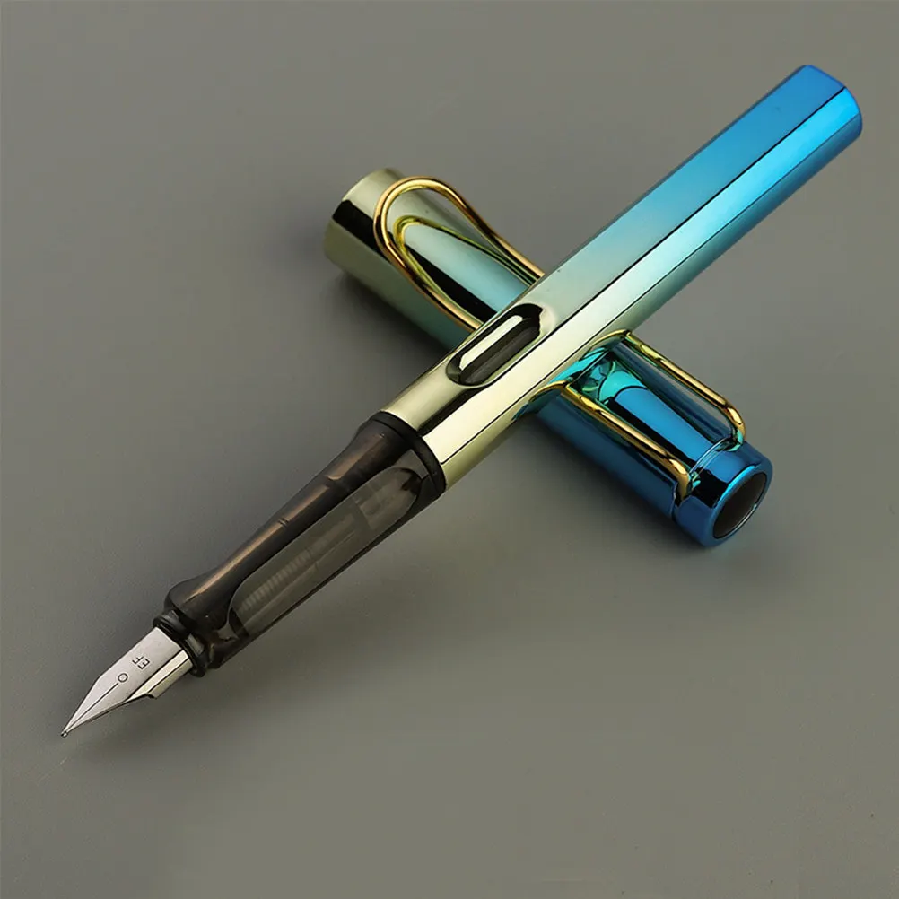 5Pcs Fountain Pen Students Practice Portable Writing Pens Colored Metal Ink Supplement Calligraphy Office Fountain Pen