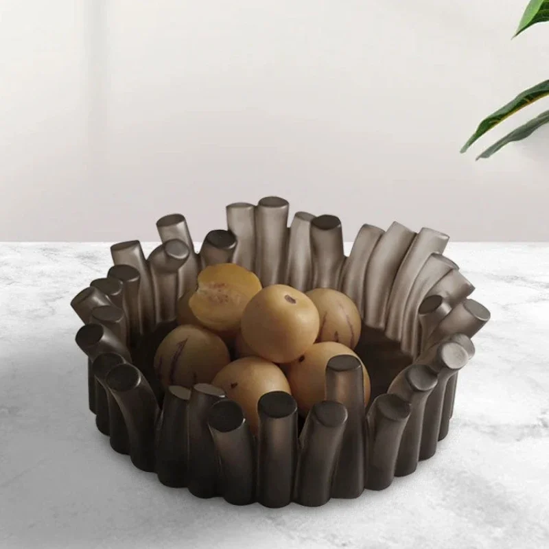 Transparent Fruit Bowl Vintage Tray Modern Living Room Luxury Aesthetic Storage Trays Household Desktop Resin Plates Accessories