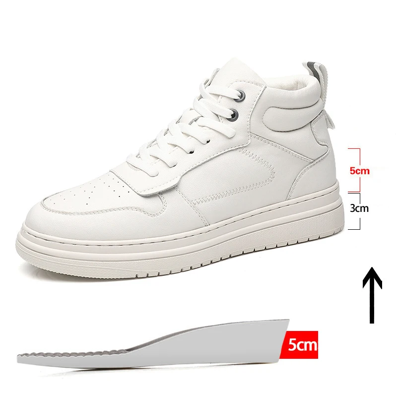 Hidden Heel White Casual Sport Shoes Fashion Lifted Sneaker High Heeled Mens Elevator Sneakers 8CM/6CM/3CM Boat Shoes