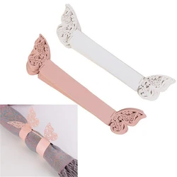 50pcs White Pink Color Butterfly Napkin Ring Serviette Holder Wedding Party Banquet Dinner Decor