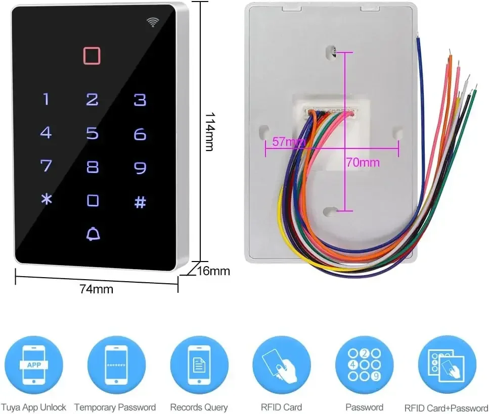 كامل IP68 مقاوم للماء واي فاي تويا APP نظام التحكم عن بعد في الهواء الطلق قفل مغناطيسي كهربائي القرب دخول الباب لوحة المفاتيح 2000 مستخدم #5