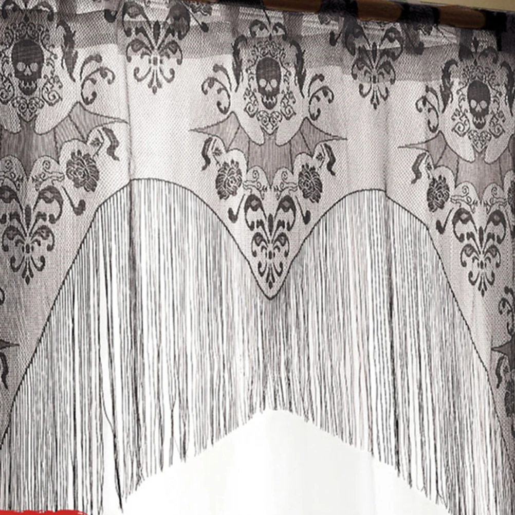 

Black Curtains Tassels Skull Garland Lace Decor Halloween Banner Reusable Indoor Halloween Hanging Banner Outdoor