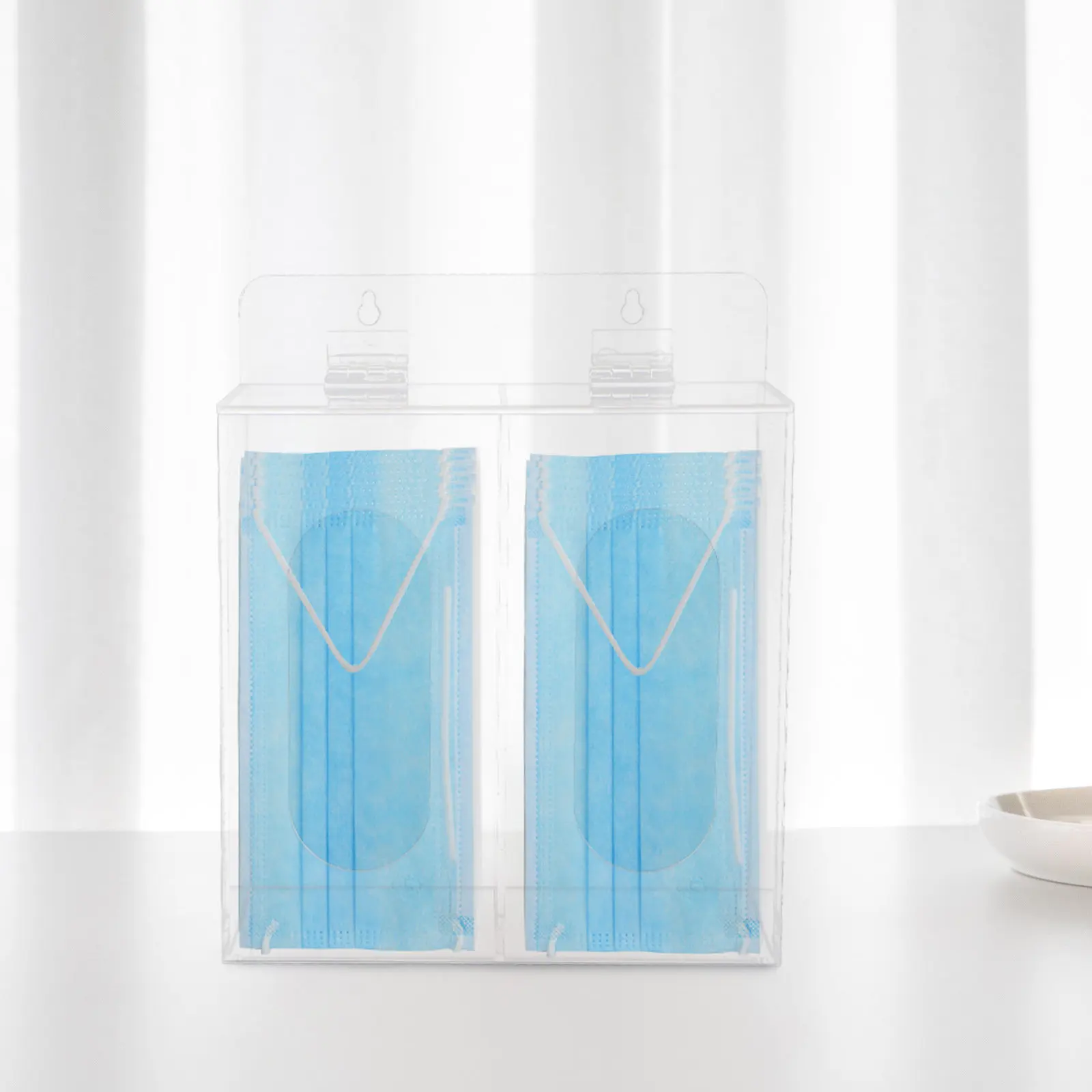 アクリルマスクディスペンサー壁掛け透明フェイスマスクホルダー使い捨て収納ボックス大容量保護容器バスラック