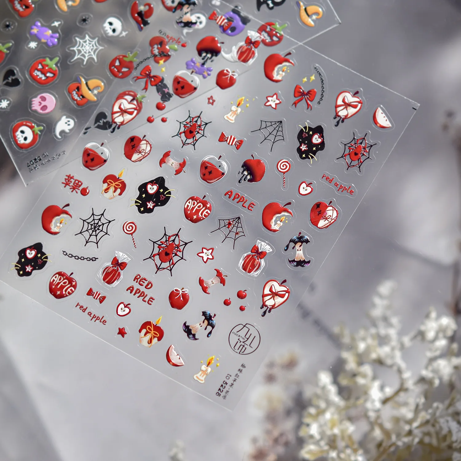 Carino Halloween Delizioso Cibo Dessert Mela Ragno Adesivi per unghie di alta qualità Decorazione per unghie Decalcomanie Design T-5226