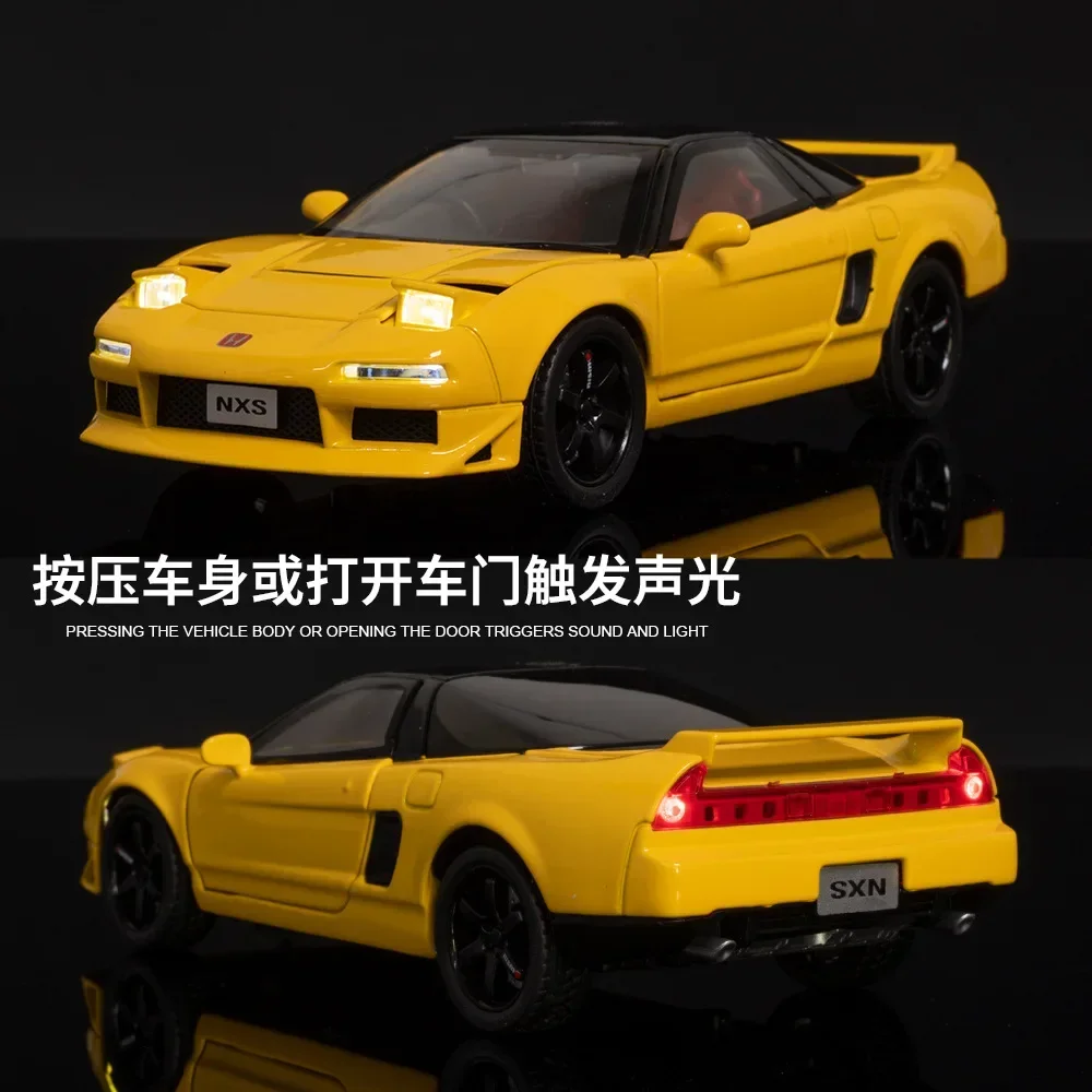 Coche en miniatura de aleación Honda NSX 1:32, modelo de coche a escala de Metal fundido a presión, colección de sonido y luz, coches de juguete para niños, regalos