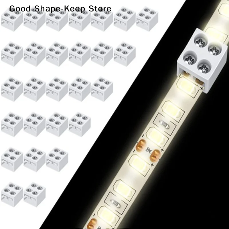 3/5/8/10Pcs LED Strip Connector 2Pin 8mm 5/12/24V Versatile LED Light Solderless Connector Adapter For 22/20/18/16AWG Solid Wire