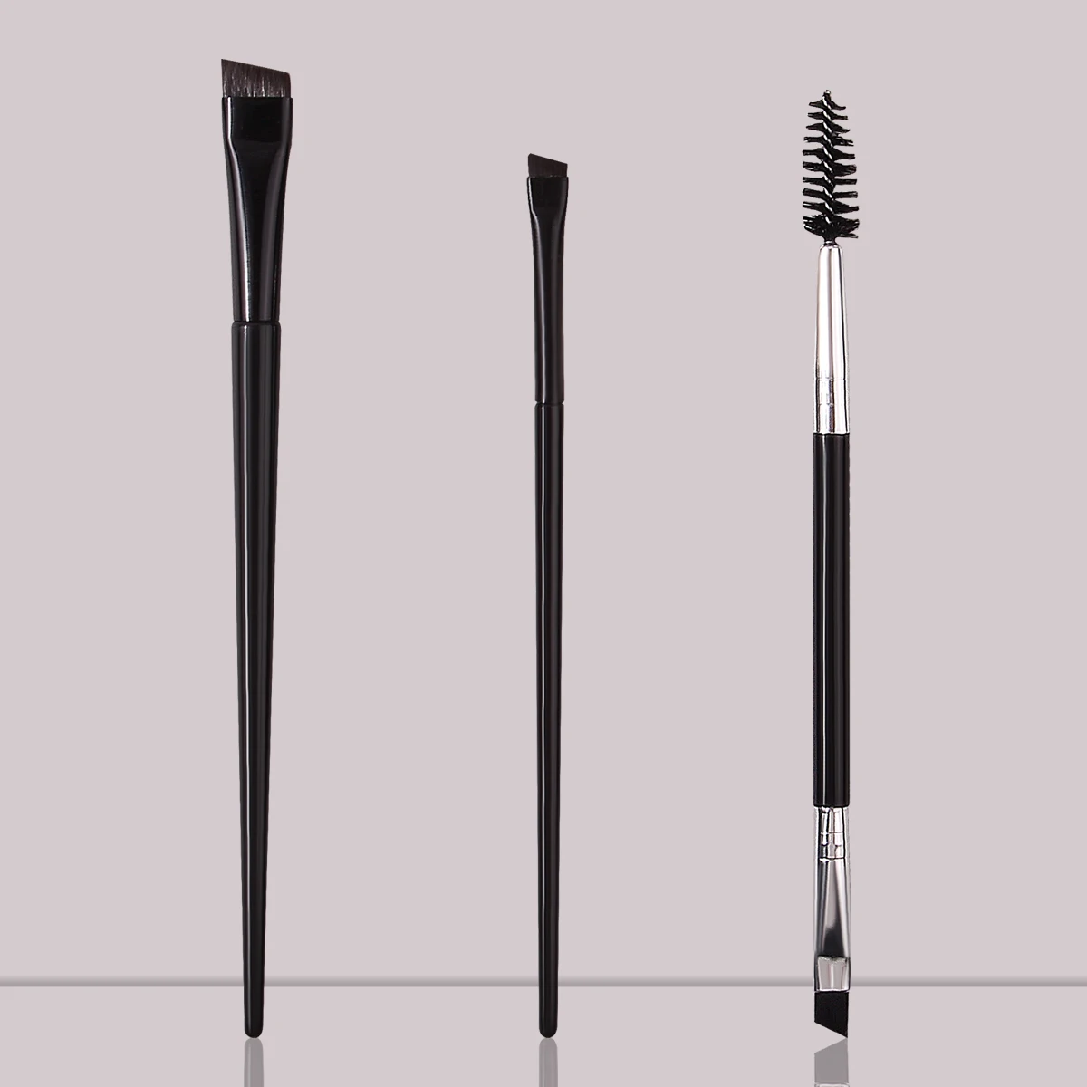 Ensemble de maquillage professionnel pour les yeux, 3 pièces, brosse pour eye-liner à lame Ultra-fine + brosse à Mascara coudée en spirale à Double tête, outils de maquillage