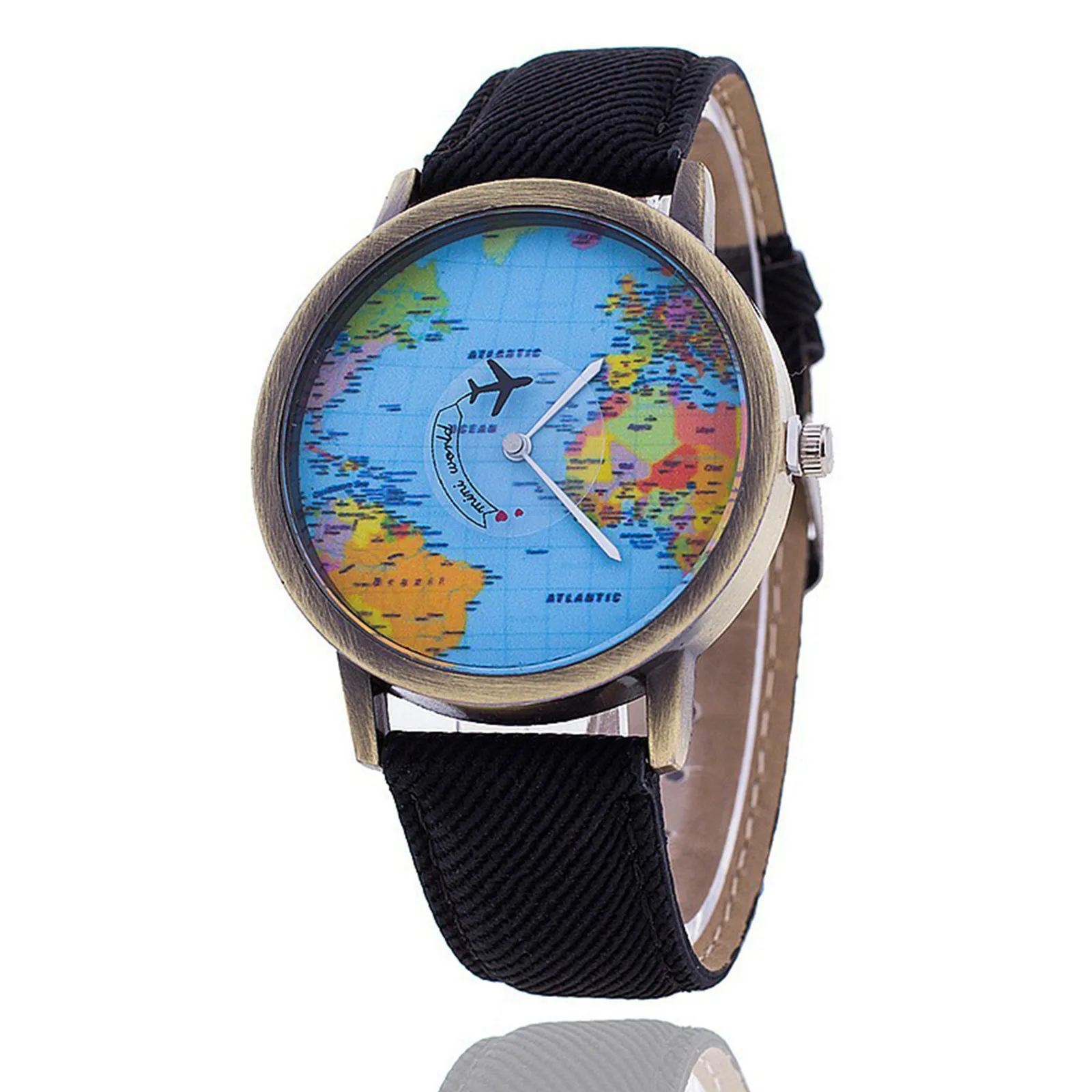 Men Women Quartz Wristwatches Fashion Retro Belt Quartz Watch Creative Airplane Second Hand Map Watch Unisex Relogio 2023