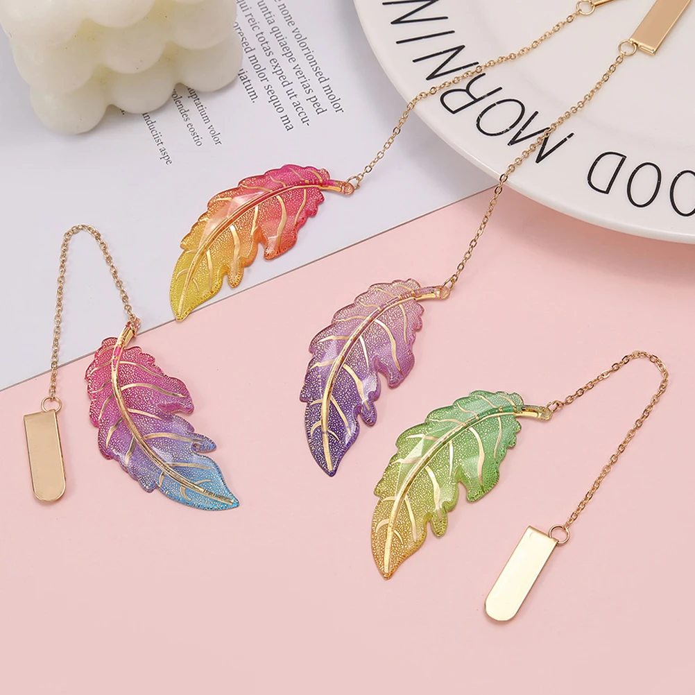 

5 Pcs Personality Leaf Bookmark Child Lover Gifts Acrylic Marker Shaped Bookmarks