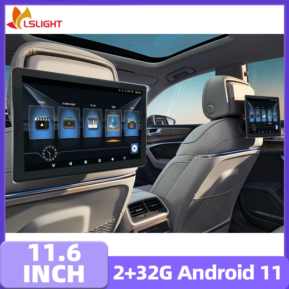 

Car Headrest Monitor 11.6 Inch Touch Screen Android 11 External IPS Rear Seat Headrest Display Auto Electronic accessories