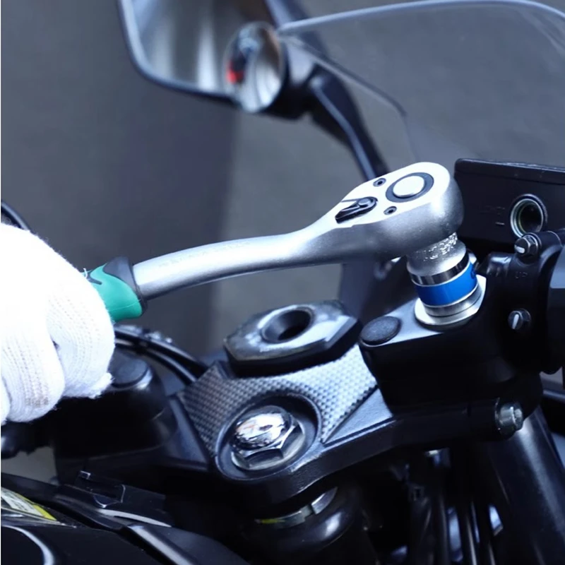 24/72 Tooth Quick Ratchet Wrench 1/2 1/4 3/8 3 Size Flying Wrenches Two-way Socket Wrench Repair Tools for for Vehicle Bicycle image 5